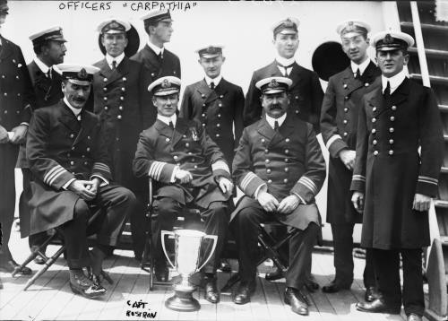 Photo:Officers CARPATHIA,ship,1910-1915,trophy,heroism,Titanic Survivors