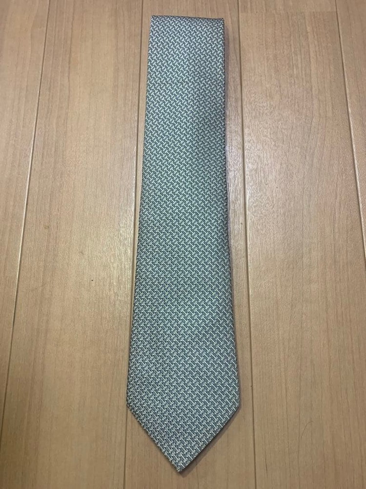 HERMES Necktie Tie Geometric Made in France Authentic Used 100% Silk Men's