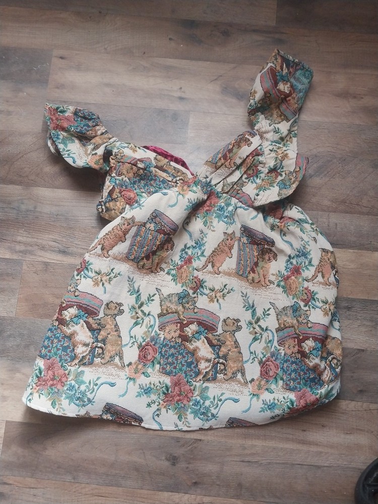 NWOT Cider Cat Lover tapestry sleeveless squareneck dress Womens Large KITTIES!