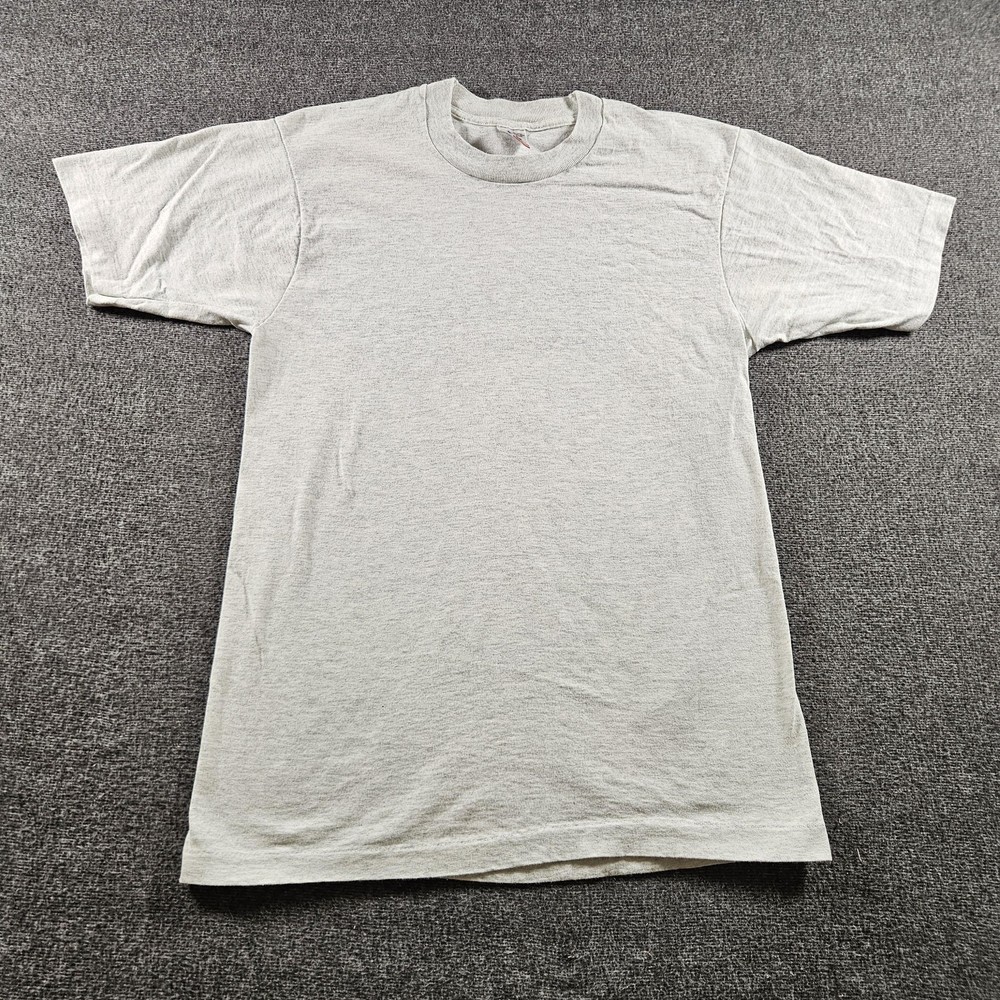 Vintage Fruit Of The Loom Shirt Mens Large Gray Blank Crewneck Tee Made USA 90s