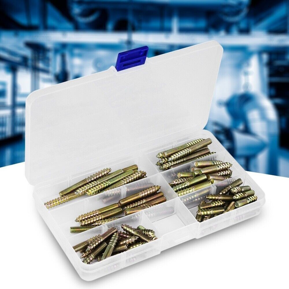 90pcs M6 Dowel Screw Woodworking Furniture Connector Double Ended Screw Hanger