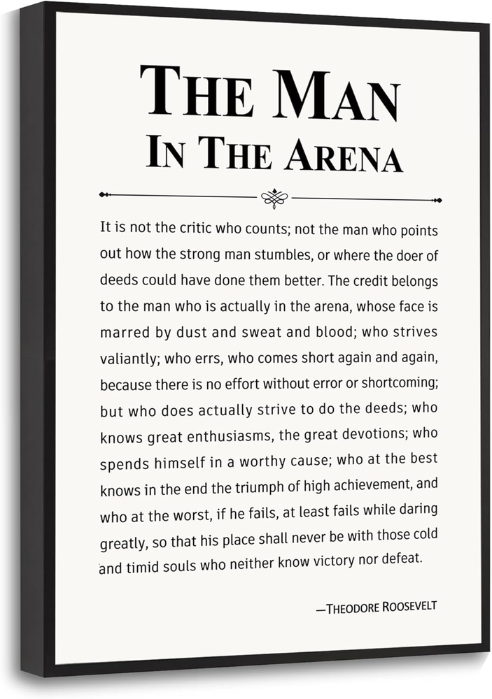 Motivational Office Wall Art - The Man in the Arena Inspirational Decor