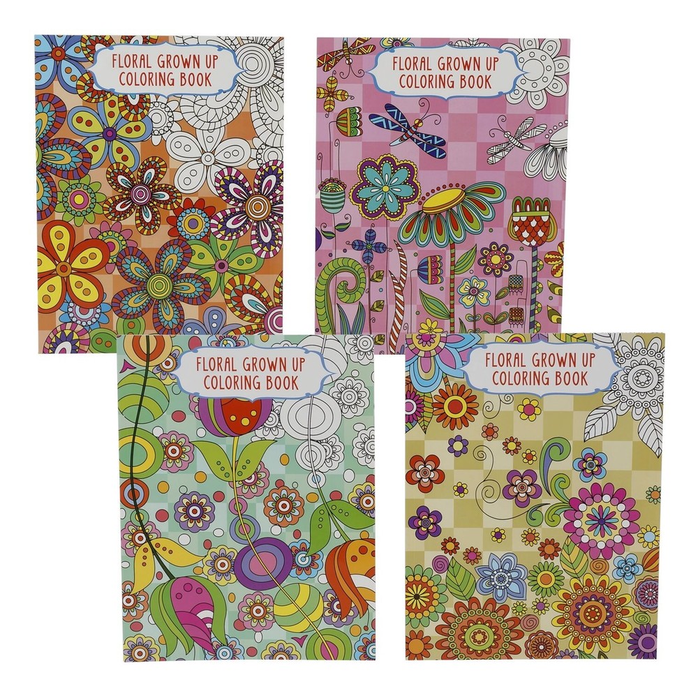 FLORAL Coloring Books LOT of 4 - Children, Young & Adults COLOR & FRAME + BONUS!
