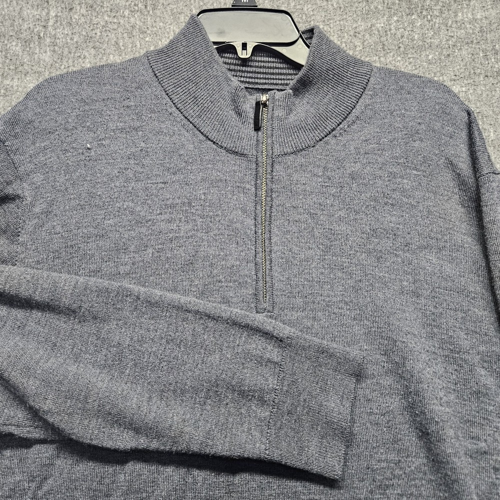 UNTUCKit Men's Merino Wool Sweater Size XL Quarter Zip Gray Pullover Belguardo
