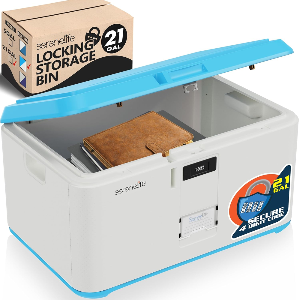 Lockable Storage Box, 21 Gallon Capacity Storage Trunk with Combination Lock, Lo