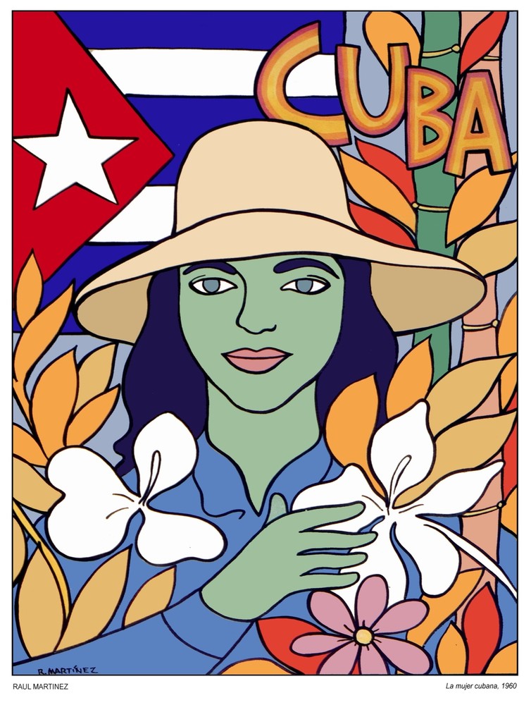 7655.Decoration Poster.Home Room wall design print.Cuban woman flowers and flag