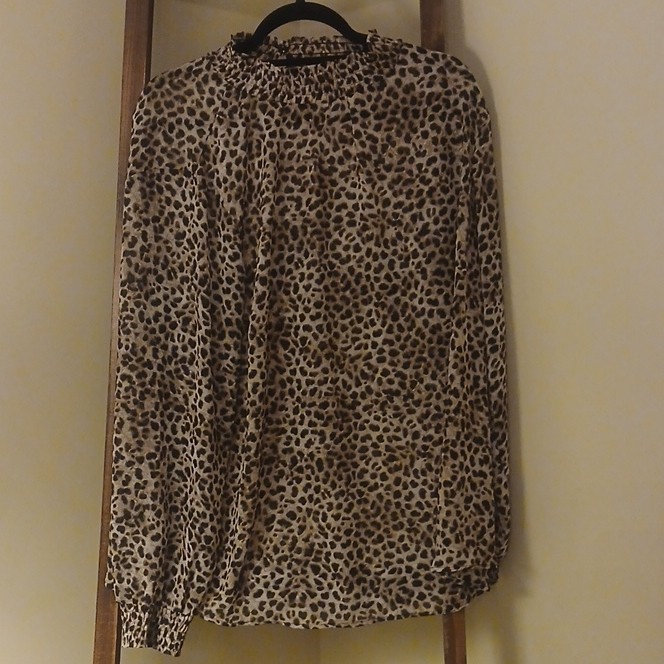 Torrid Women's Plus Size 2 Leopard Mock Neck Smocked Pullover Long Sleeve Blouse