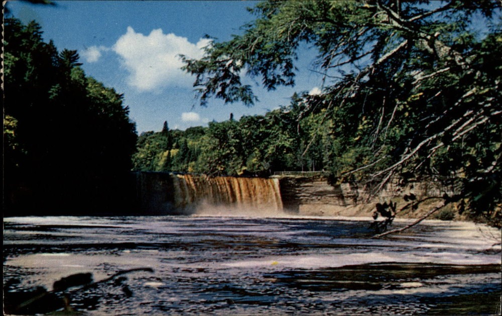 Michigan Upper Falls Tahquamenon River ~ 1969 vintage postcard sku581