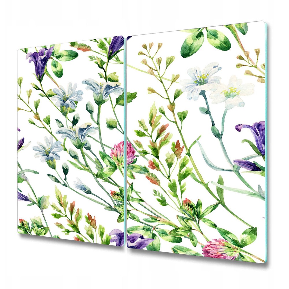 Glass Chopping Board Utensil Watercolour wild flowers Floral Colourful vibrant