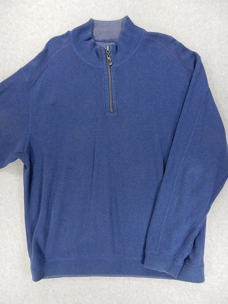 Tommy Bahama 1/4 Zip MARLIN Reversible Pullover Sweater (Men's XL) Blue