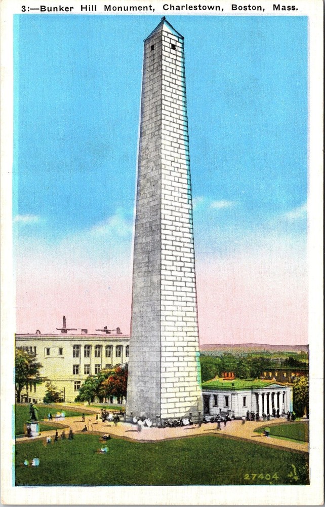 Boston MA-Massachusetts, Bunker Hill Monument, Vintage Postcard