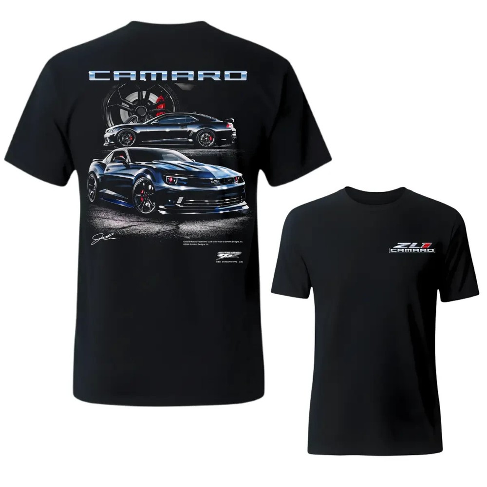Camaro ZL1 Black Muscle Car Performance Graphic T-Shirt Sports Car Tee