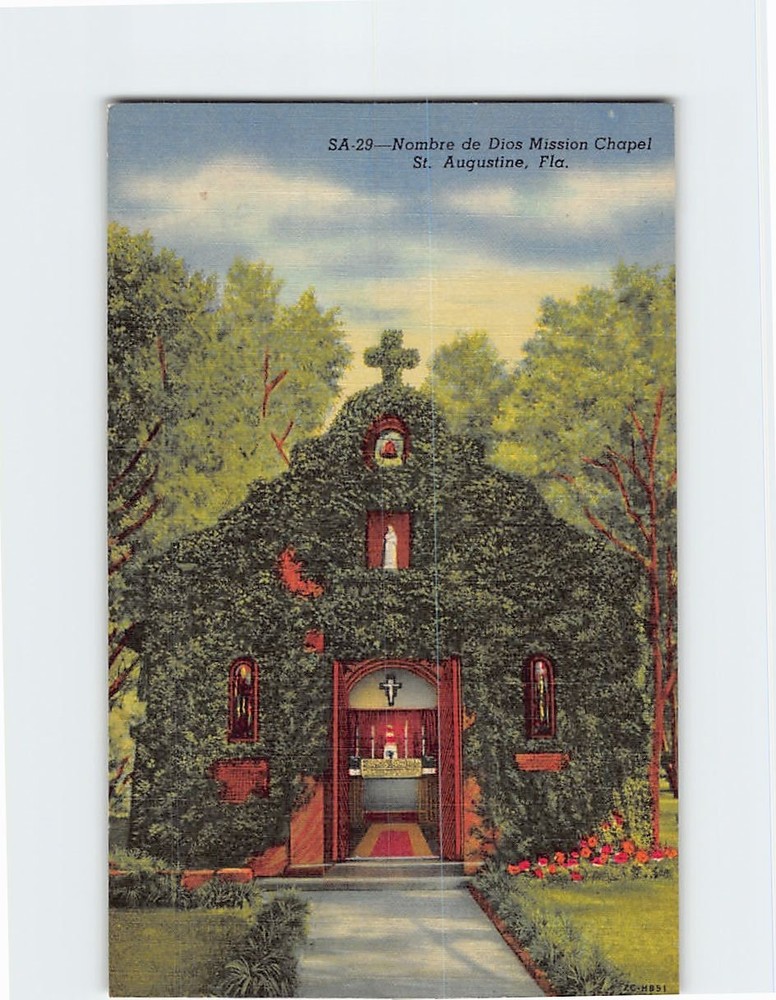 Postcard Nombre de Dios Mission Chapel St. Augustine Florida