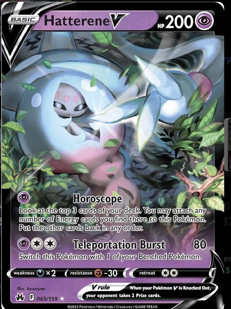Pokémon TCG Hatterene V Crown Zenith 065/159 Holo Ultra Rare NM/M