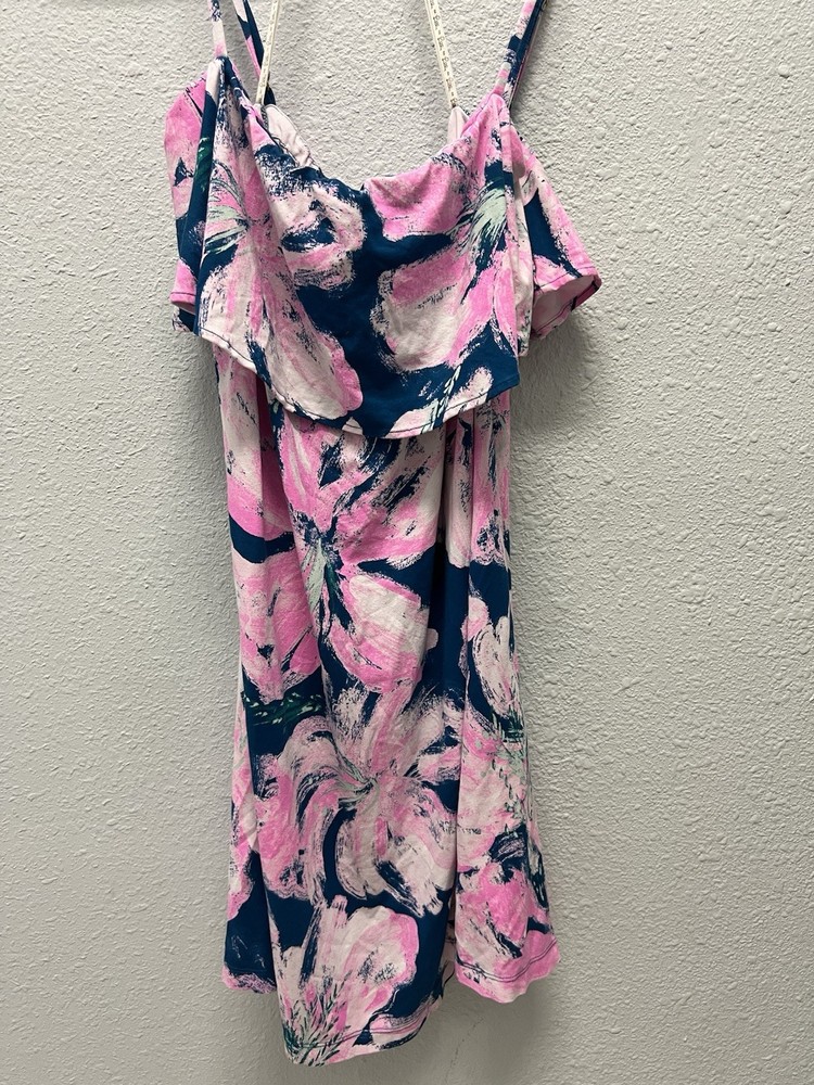 Lilly Pulitzer XL Annastasha Dress Tidal Wave  Garden Ruffle Spaghetti Strap
