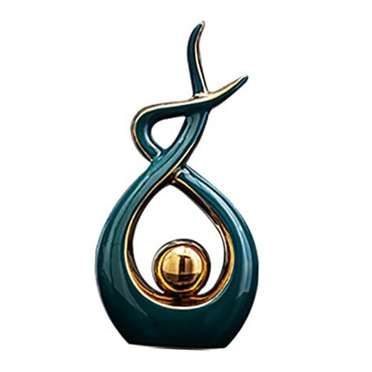 Norrclp Home Decor Modern Abstract Art Ceramic Statue Large Green and Gold