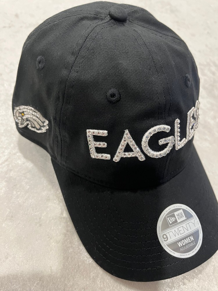 Philadelphia EAGLES Black Script BLING Hat Hand Jeweled with SWAROVSKI CRYSTALS