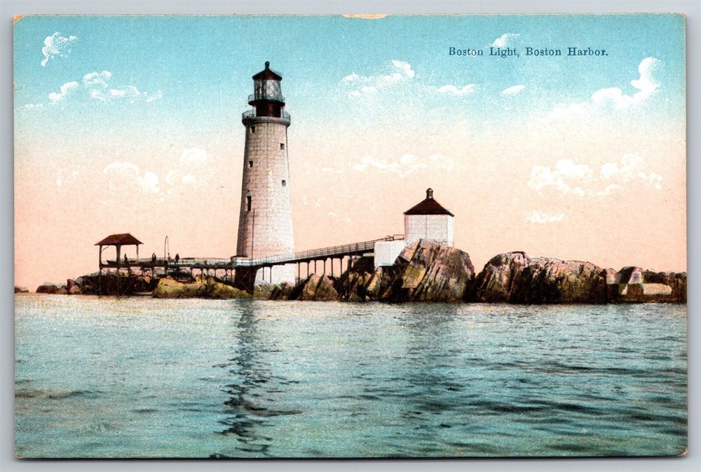 Boston Light Boston Harbor MA C1910s DB Postcard Y11