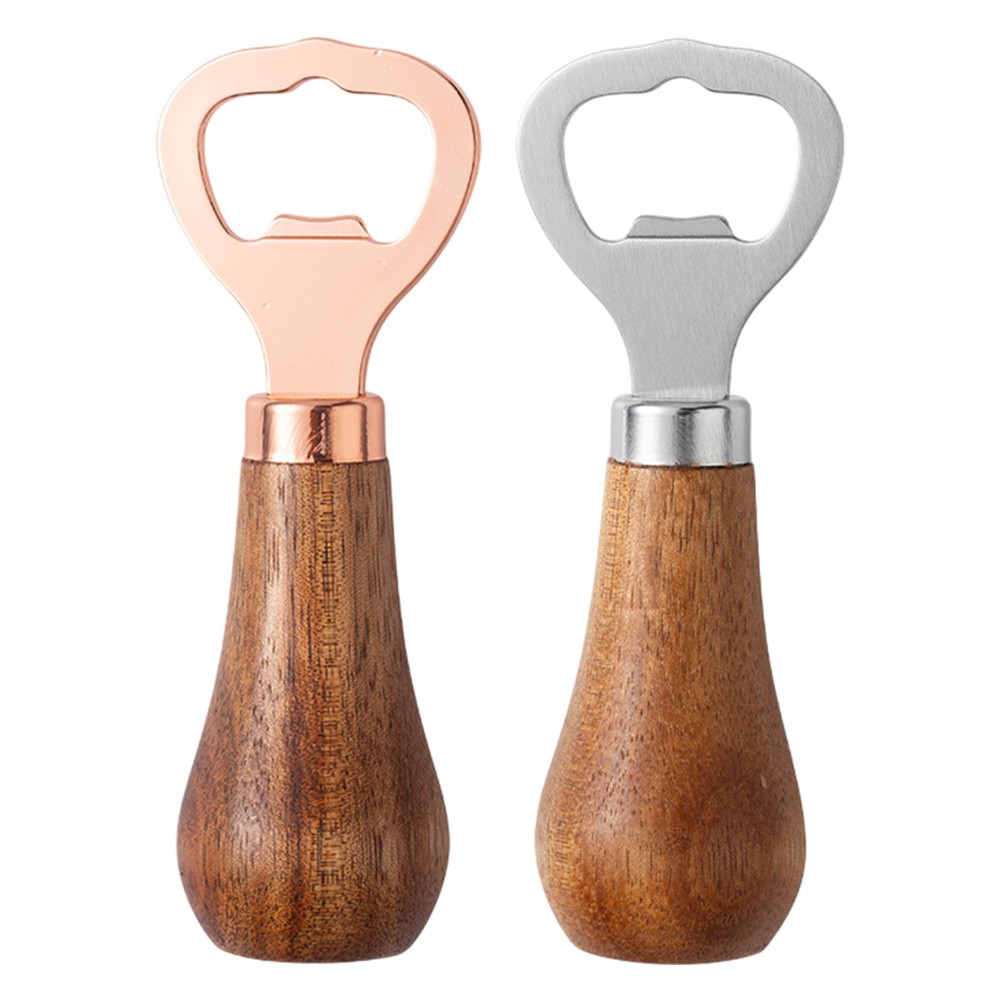 Acacia Wood Beer Bottle Opener With Solid Wood Handle And Rose Gold Wine Opener-image