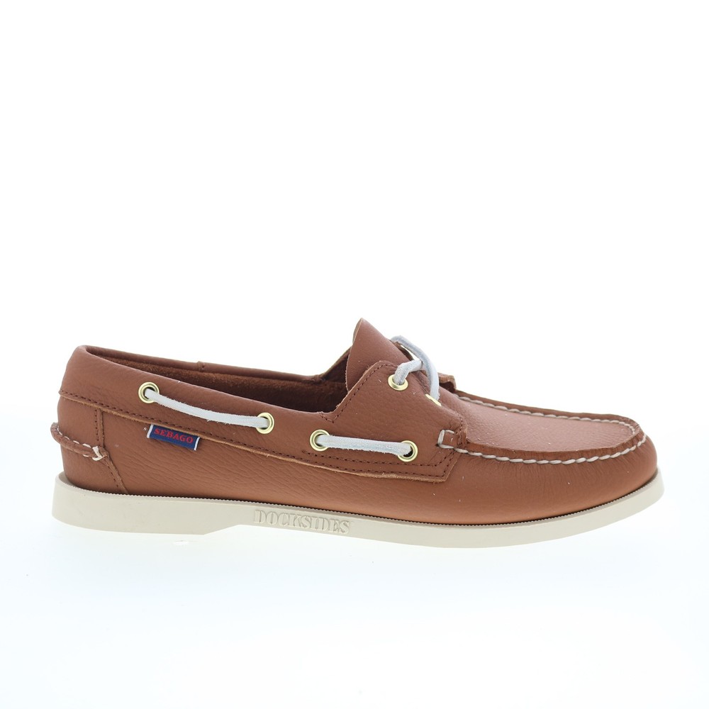 Sebago Portland Fisher Womens Brown Leather Loafers & Slip Ons Boat Shoes