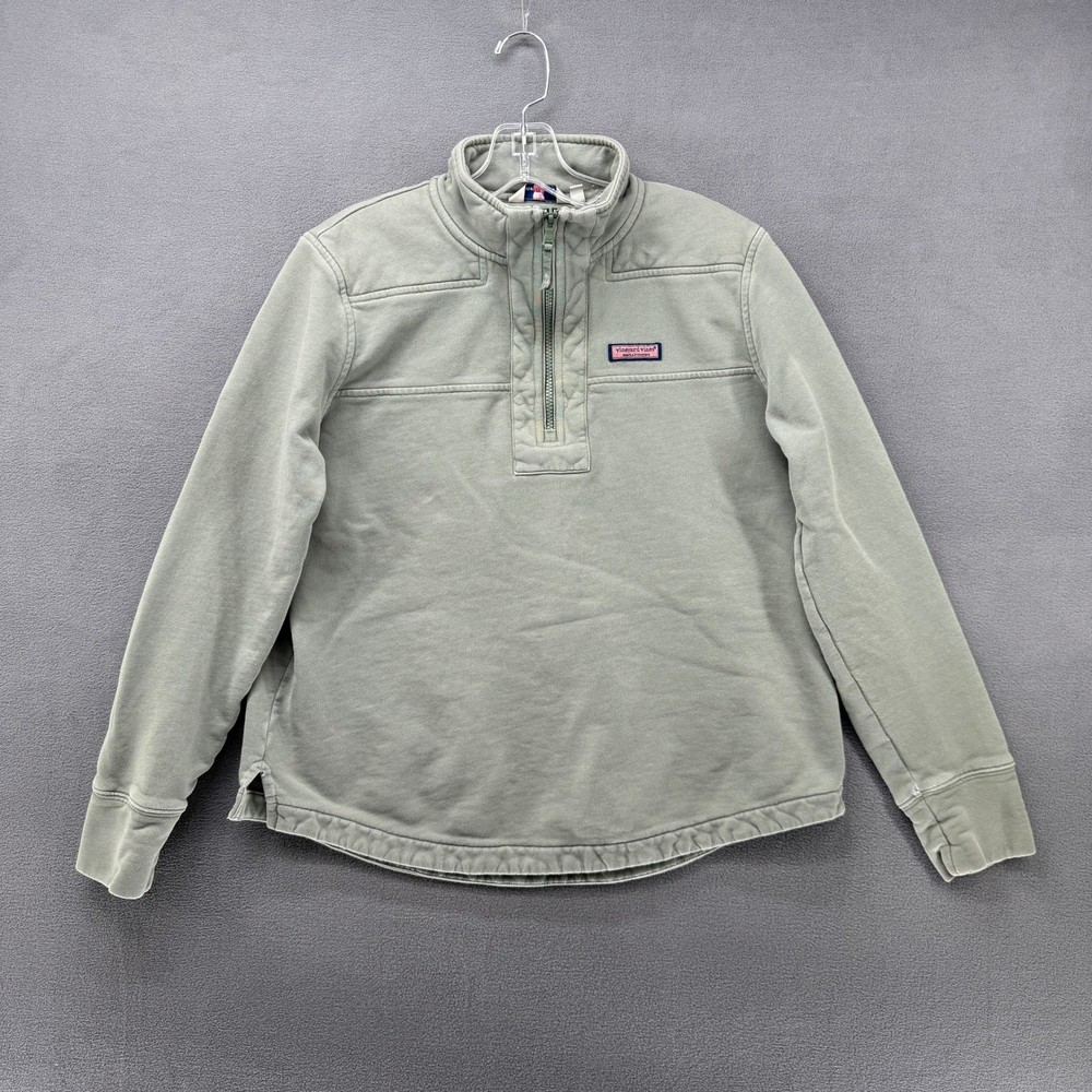 Vineyard Vines Quarter Zip Pullover Sweatshirt Women's Medium Light Green