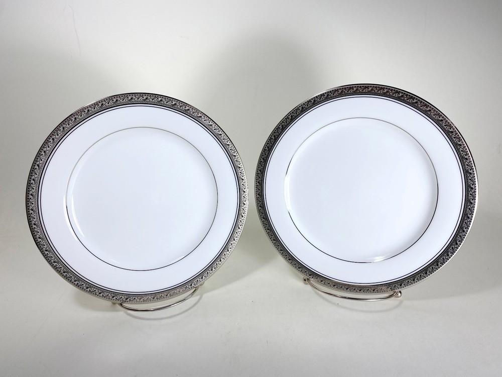 (2) Noritake Legendary Crestwood Platinum 4166 Salad Plates 8 1/4