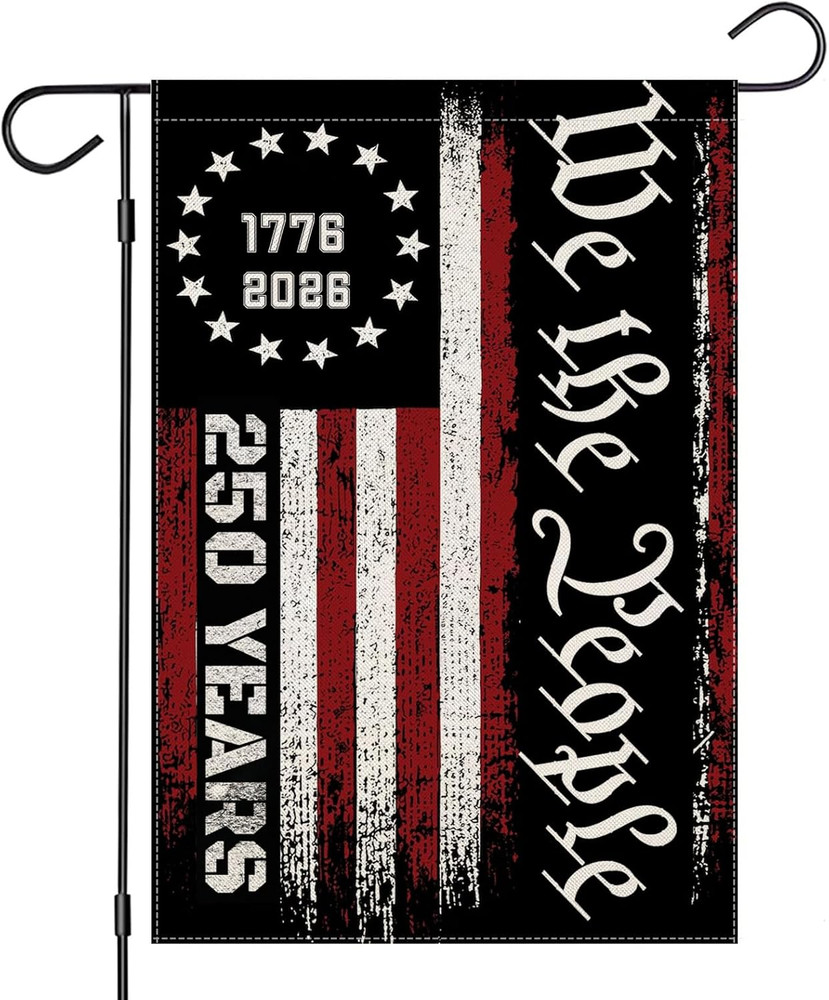 250 Years USA Anniversary Garden Flags for Outside,4Th of July Patriotic Banner,