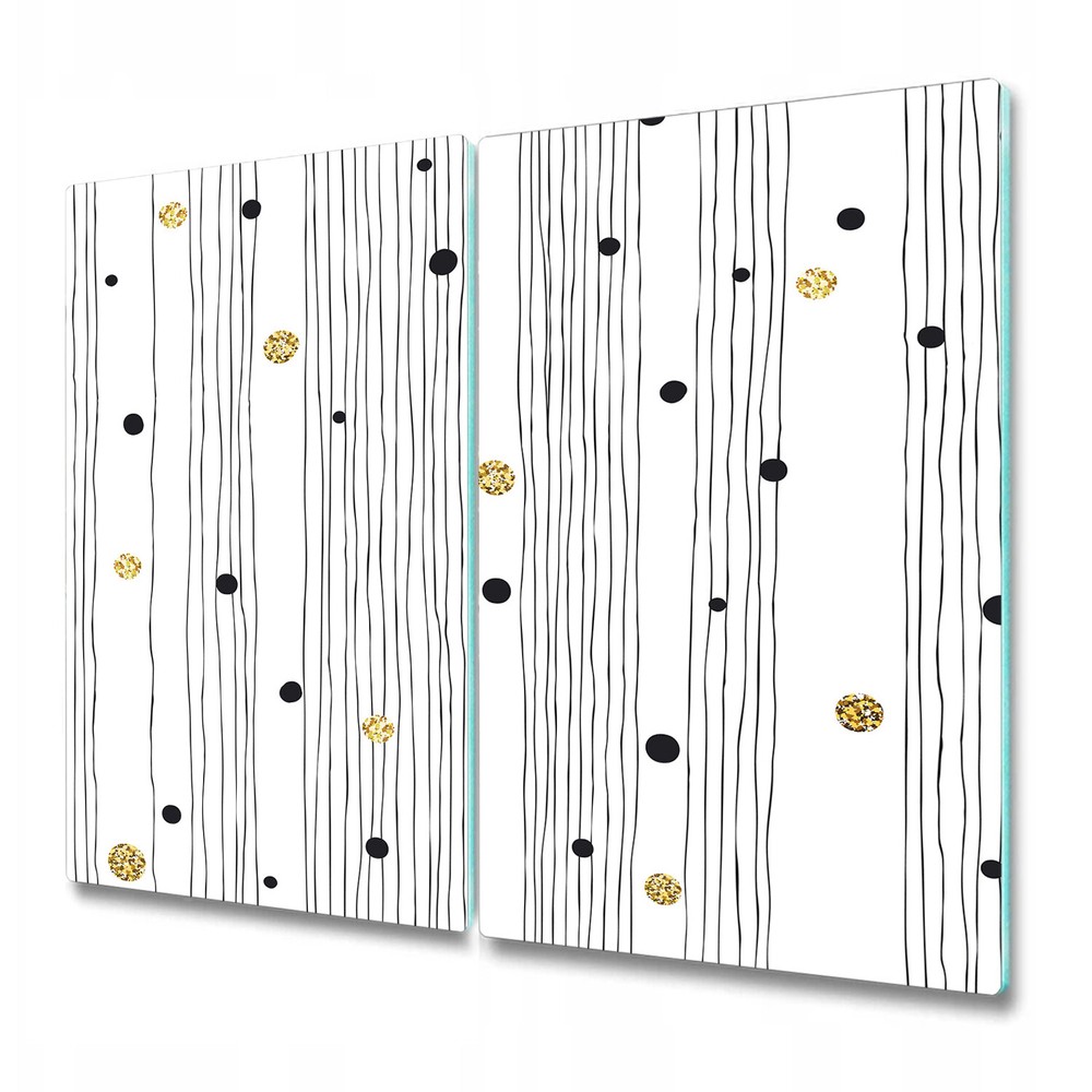 Glass Kitchen Chopping Board Thin line black and dots white and black 2x30x52