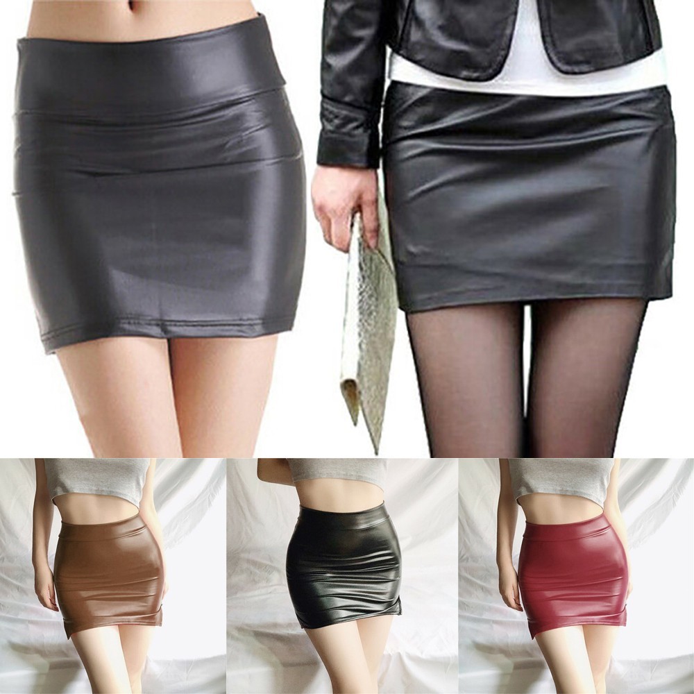 Mini-skirt Skirts Leather New PU Sexy Comfortable High Waist Stretch Tight