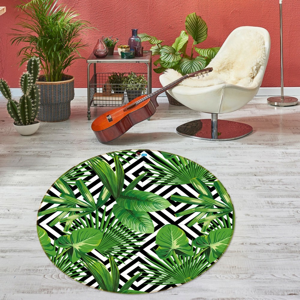 3D Green Leaf Graphics NAO10269 Game Rug Mat Elegant Photo Carpet Mat Fay