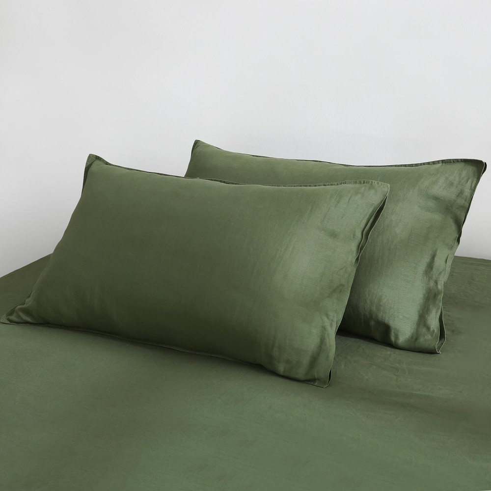 100% Linen Pillow Cases Standard Size 20X26 Inch Set of 2 - Washed French Natura