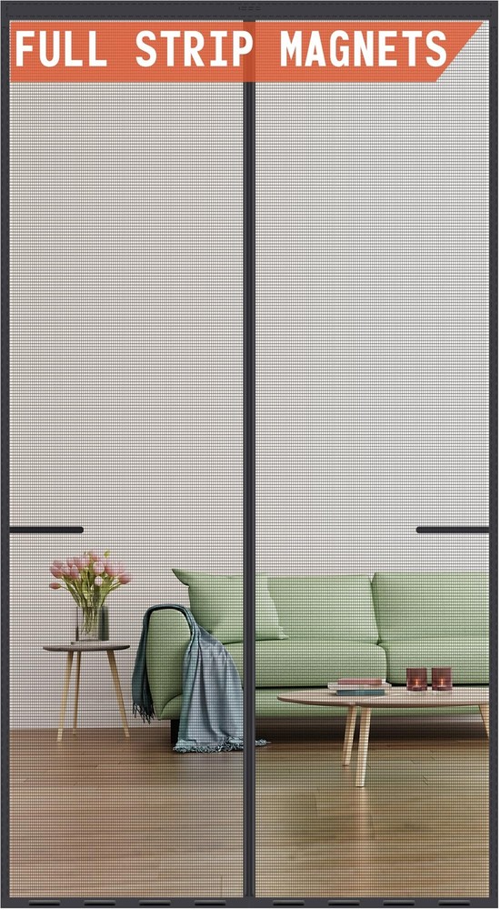 Upgraded Magnetic Screen Door with Full Strip Magnets Heavy Duty Fiberglass Mesh