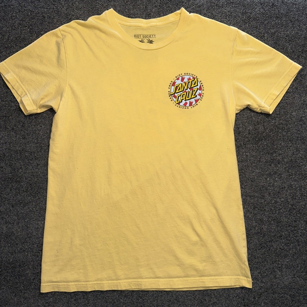 Santa Cruz Riot Society T-Shirt Men’s Size Medium Streetwear Yellow