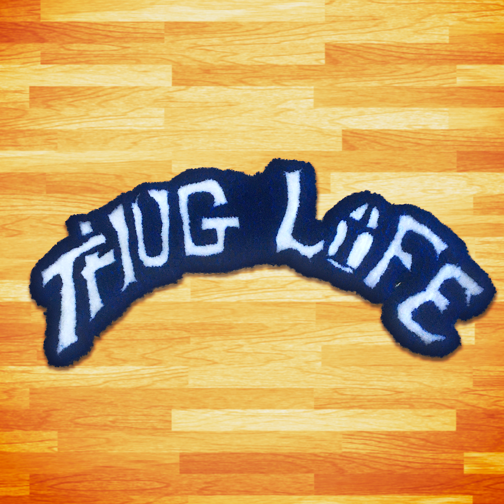 2Pac Thug Life Tattoo Custom Tufted Art Accent Rug | Size: App. 38 in. x 10 in.