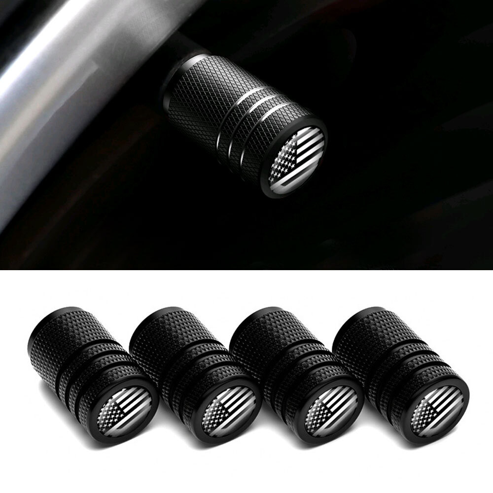4x American Flag Car Wheel Tire Valve Stem Air Dust Cap Screws Cover Accessories