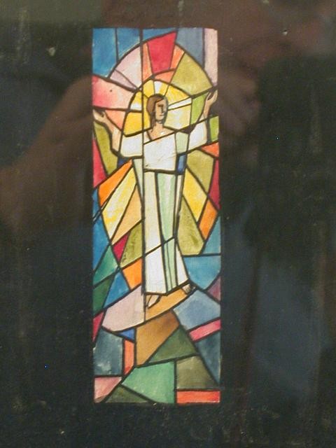 Photo:Abstract Christ Stained Glass Window Design Drawing 1900s