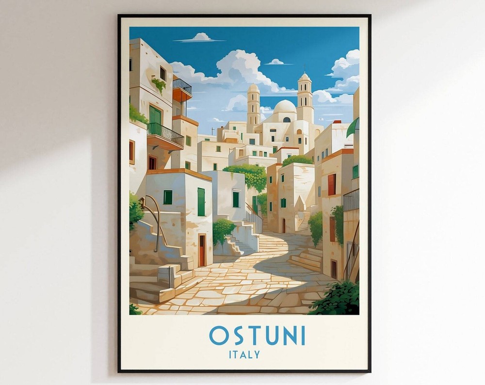 Ostuni Travel Print Italy Print Italy Home Decor Retro Wall Art Wedding Gift
