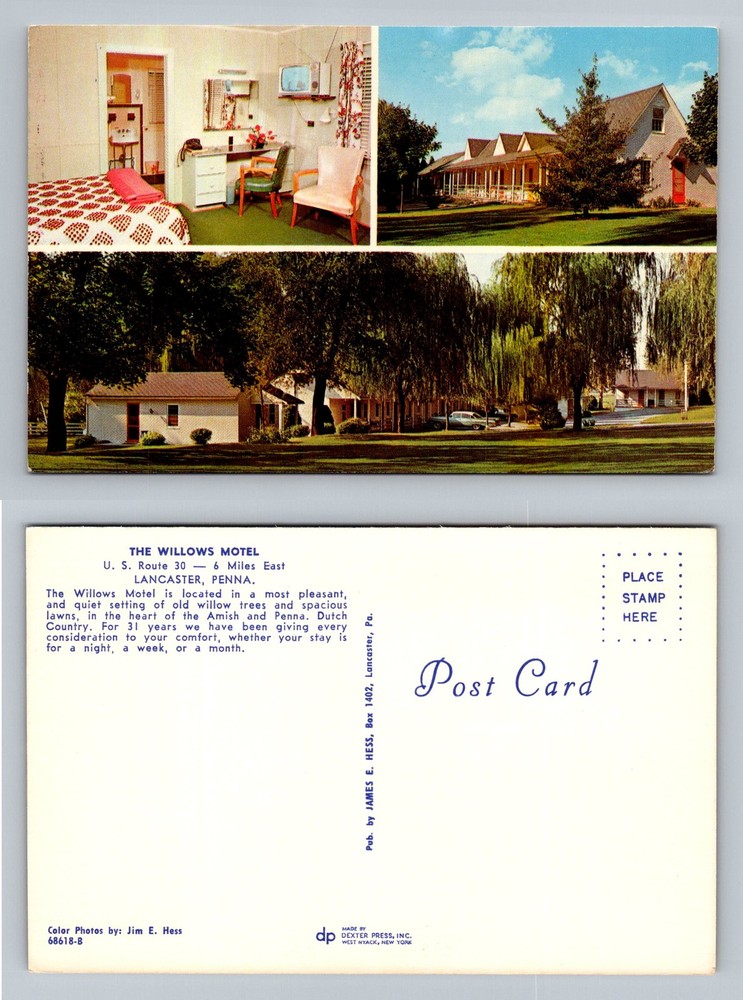Lancaster, PA-Pennsylvania, Willows Motel Route 30 Guest Rooms Vintage Postcard