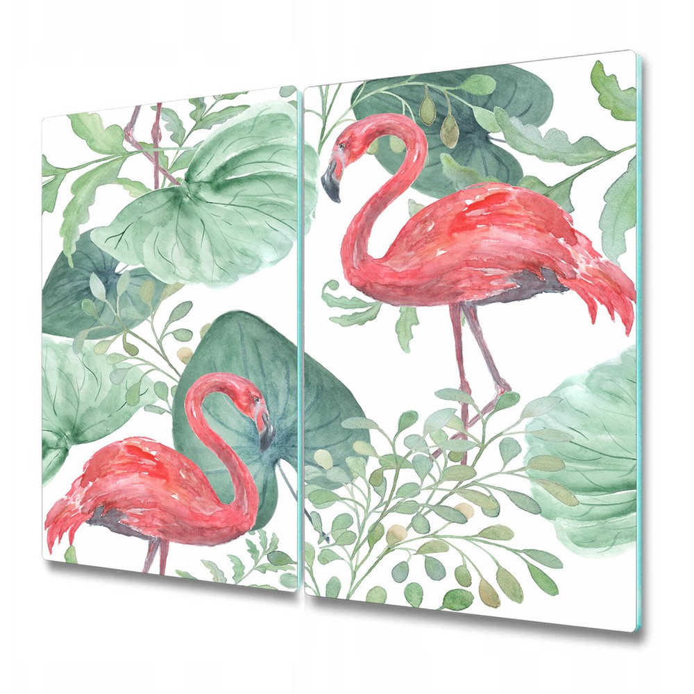 Tempered Glass Kitchen Chopping Board Flamingo And Palms Exotic Soft 2x30x52