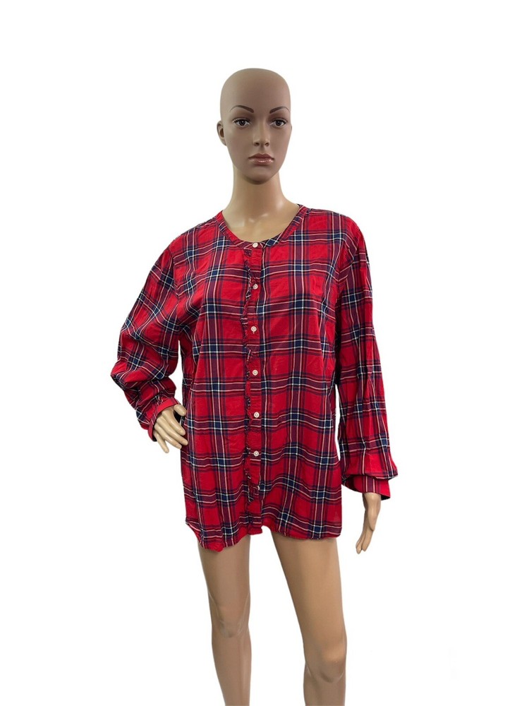 Old Navy Women’s Size XL Long Sleeve Red Plaid Button Down Shirt