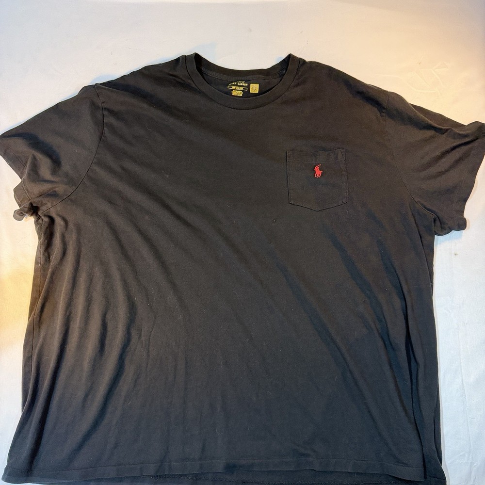 Polo Ralph Lauren T-Shirt Men's Black 3XB Cotton Crew Neck Jersey Pocket Tee