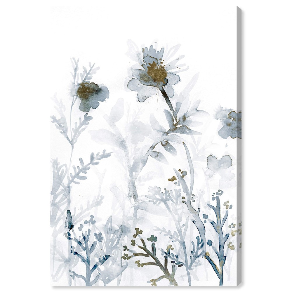 Faded Floral Splashes Gold Botanical Wall Art Canvas Home Décor 16 Inches