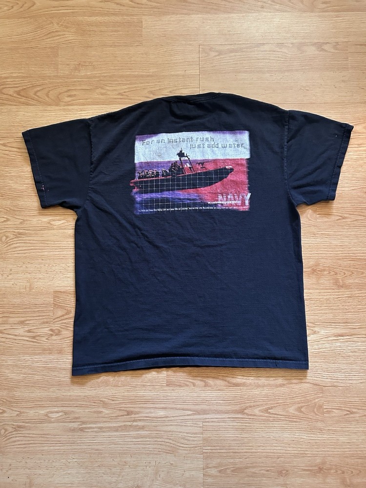 Size L Vintage Delta Tag US Navy Accelerate Your Life Tshirt W/ Back Graphic