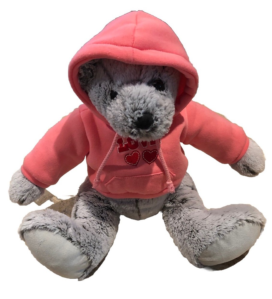 Stuff 13”  Teddy Bear With Sweatshirt “Love” and Two Hearts