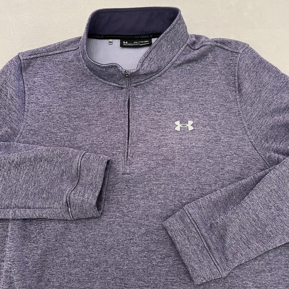 Under Armour Pullover Mens 2XL Purple ColdGear Golf 1/4 Zip Stretch Long Sleeve