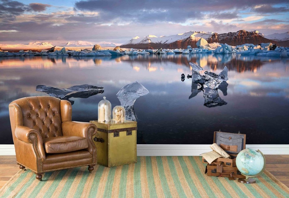 3D Sky Lake Ice Cube Landscape Wall Murals Wallpaper Murals Wall Sticker 2