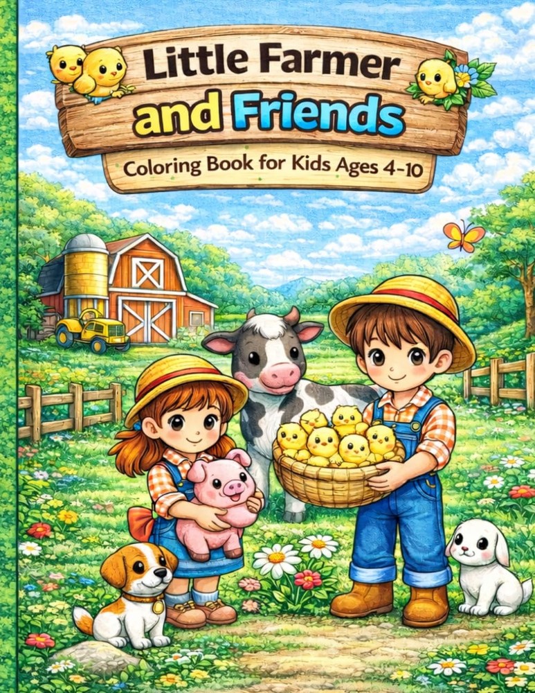 Little Farmer and Friends: A Fun and Relaxing Farm Animal Coloring Book for Kids