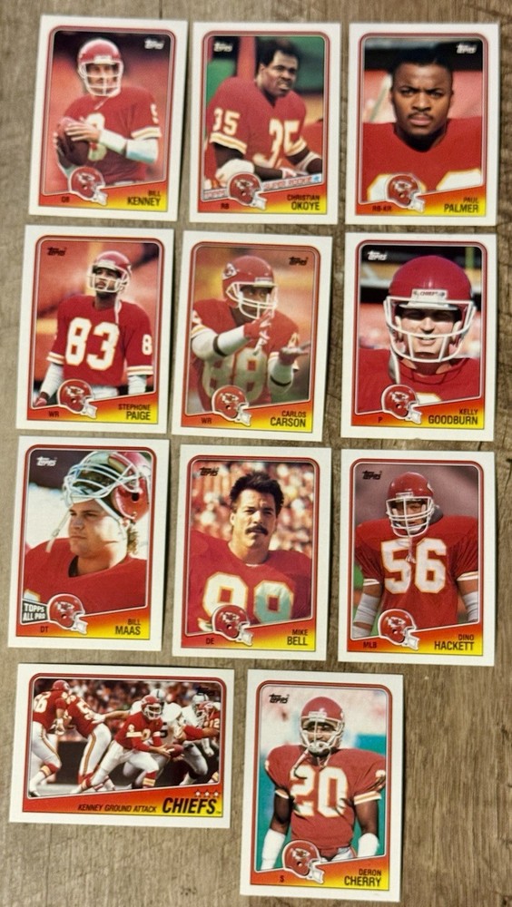 1988 Topps Kansas City Chiefs 11-Card Team Set Football-Christian Okoye Rookie