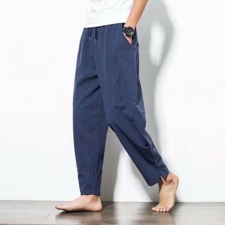 Plus Size Men's Harem Radish Pants Loose Fit Cotton Linen Casual Trousers