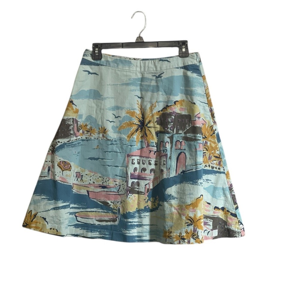 Boden Lola Midi Skirt sz 6 A-line Beach Seaside Coastal Novelty Print